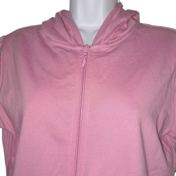 NEW YORK LAUNDRY Pink Tropical Print Short Sleeve Hoodie Jacket - Picture 4 of 8